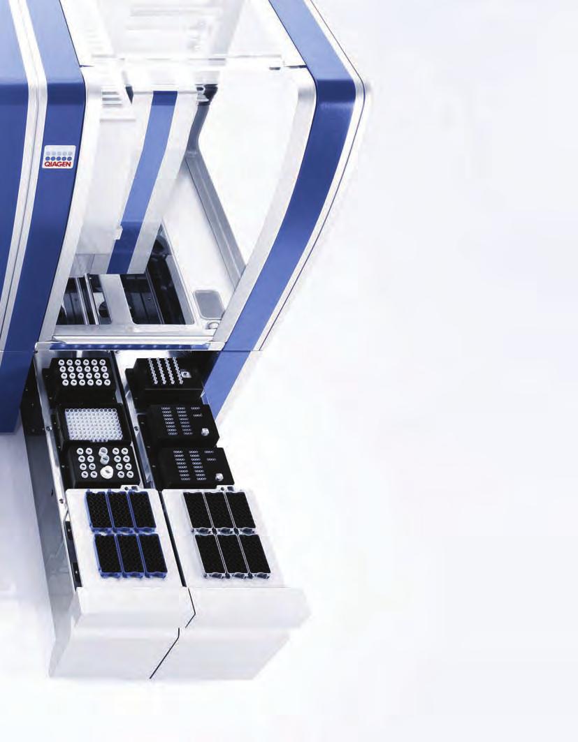 QIAsymphony SP ( 반응물혼합모듈 ) Robotic arm 반응물혼합과정에서샘플및시약분주와혼합에사용. UV lamp 장비내부를멸균하고샘플간교차오염을최소화. USB port Hand held 바코드리더연결. Assay drawer(cooling) 혼합이완료된 PCR master mix 가 위치하는곳.