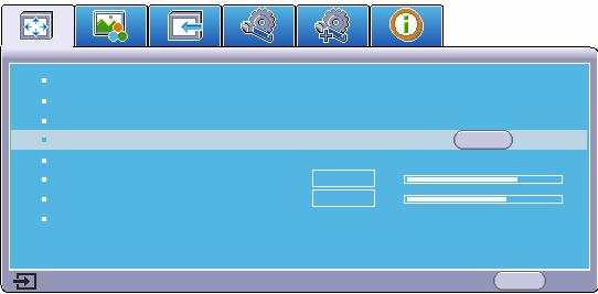 메뉴사용하기 프로젝터에는다양한조정과설정을위한 OSD 메뉴가있습니다. 아래 OSD 스크린샷은참조용이며실제디자인과다를수있습니다. 아래그림은 OSD 메뉴의개요화면입니다. 기본메뉴아이콘 선택 하위메뉴 현재입력신호 화면색상화면비키스톤보정모서리조정위치페이지수평크기줌 Analog RGB 16 0 꺼짐자동 ENTER 메뉴 종료 상태 이전페이지로돌아가거나종료합니다.