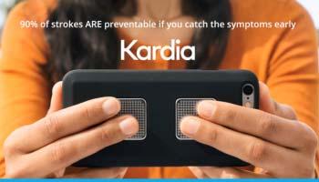 AliveCor 는휴대용심전도측정기인 Kardia 를제조한다. Kardia 는신용카드보다작은사이즈로스마트폰과연동하여사용한다. 손가락을 3초정도카디아센서에올려놓으면 Kardia 가심전도를기록하고이를스마트폰이나태블릿으로전송한다. 아이폰과안드로이드폰에사용할수있는 FDA 허가를받았다. 의사처방없이구입할수있도록 OTC 승인도받았다.