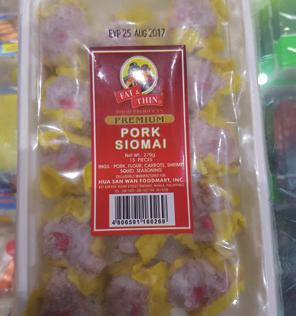 00 PHP 판매처 : SM Hypermarket 상품명 : Pork Siomai 제조사 : Nathaniels 원산지 : Philippines 규격 : 475g 가격 : 180.