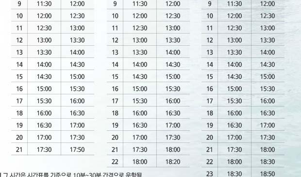 일반요금 - 성인왕복 8,500 원 - 중, 고등학생왕복 8,100 원 - 장애인왕복 7,000 원 3. 이용시간가. 출항시간나.