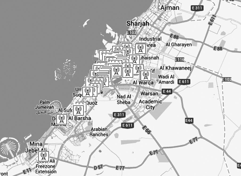 - Etisalat은 공항, 호텔, 쇼핑몰, 등 약 180개의 Wi-Fi 핫스팟을 Dubai 지역에 운영, 모바일 브로드밴드 서비스를 제공함 Etisalat Wi-Fi 핫스팟 현황(2013.06) 출처: Etisalat - 2006년 11월에는 Abu Dhabi 지역에서 WiMAX 서비스를 개시함 Etisalat은 2006년 3.