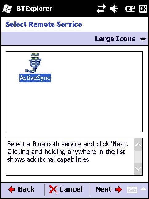 Bluetooth 사용 6-19 그림 6-16 원격장치선택창 9. 목록에서장치를선택하고다음을누릅니다.
