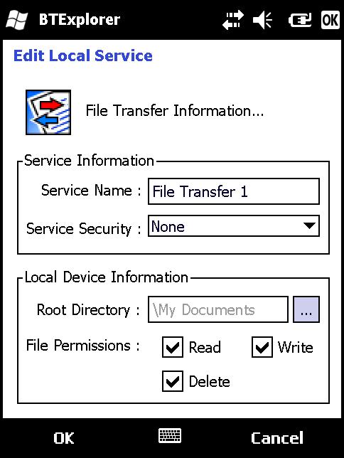 Bluetooth 사용 6-37 그림 6-39 BTExplorer 설정 - 전화접속네트워킹정보 표 6-4 전화접속네트워킹정보데이터 항목 설명 Service Name ( 서비스이름 ) Service Security ( 서비스보안 ) 서비스이름을표시합니다. 드롭다운목록에서보안유형을선택합니다.
