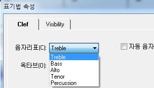 Clef Type: Treble Clef- 높은음자리 Bass Clef- 낮은음자리, Alto