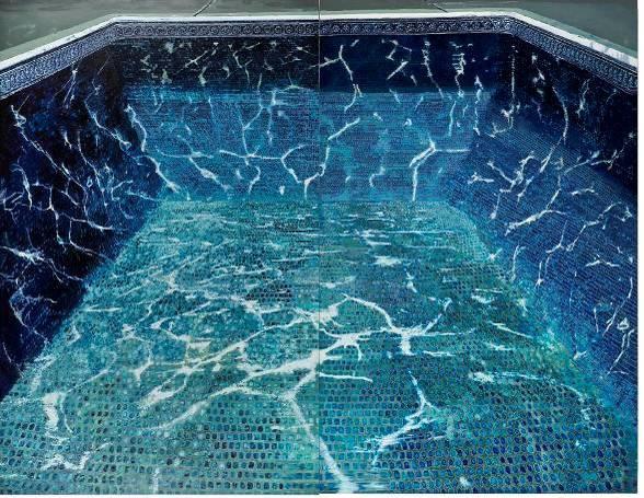 Yuan Yuan(b.1973, 중국저쟝성출생 ) Swimming Pool, 2011, Oil on canvas, 280x180 cm 위엔위엔의작품의중심소재는주로건축적요소로서, 크고웅장하지만모두지난버린과거의영광을떠올리게하는것들이다.