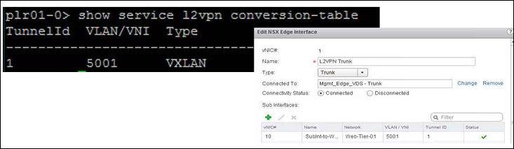IPSec 터널을통한 L2 VPN 의경우서버및클라이언트둘다에서 show service l2vpn 명령 을실행합니다. 예를들어, 서버의다음 CLI 출력은두 IPSec 터널의상태를보여줍니다.