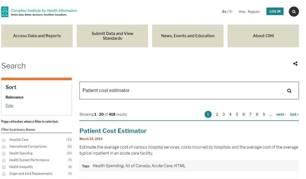 2) 정보검색법 홈페이지에 Patient Cost Estimator 를직접검색하여항목을선택해서확인할수있음 < 그림 44> < 그림 44> 홈페이지내검색화면 항목별로총 3 가지로구분이되어있음 < 그림 45> < 그림 45> Patient Cost Estimator 에홈페이지상단의총 3