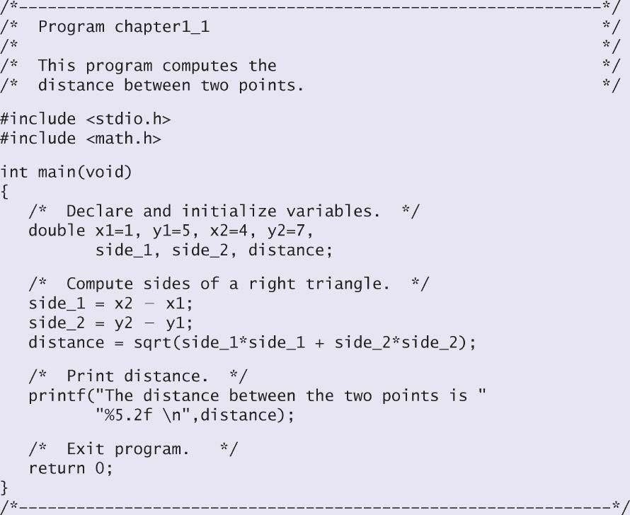 연습 : 프로그램을재 - 컴파일없이두개의점을입력하는방법 printf( enter x1 y1: ); scanf( %lf