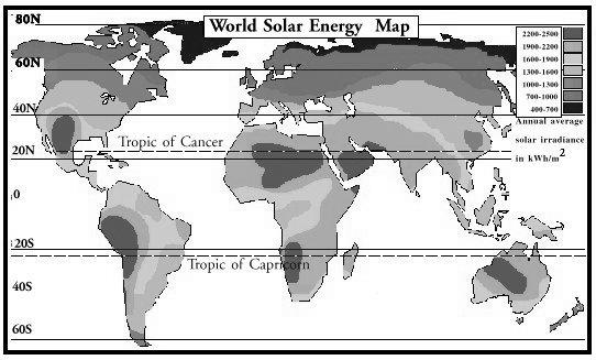 270 한국의대아프리카환경개발협력추진방안 그림 5-3. 세계태양에너지자원현황 자료 : Research Institute for Sustainable Energy.