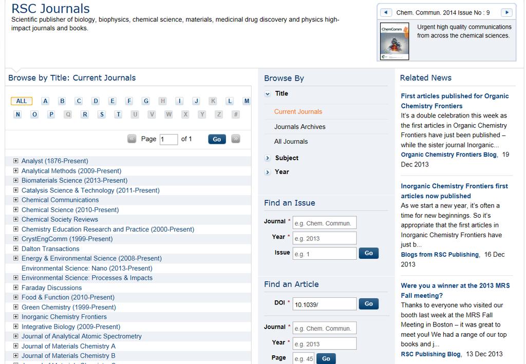 Journal Page 저널브라우즈 1) 저널명첫철자선택 2) 검색옵션선택 - Current/Archive - 주제, 출판연도