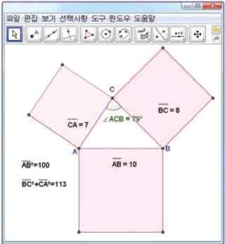 색종이 15 15(cm) 학생당 10 장 사진은앞의 색종이참고 (2) (1) 에서구한 P와 Q의넓이의합과 R의넓이를비교하여보자. (3) 세정사각형의넓이사이의관계를이용하여직각삼각형 ABC의세변의길이사이의관계를추측하여보자.