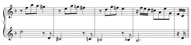 242 서정은 1.2. 바흐 무반주바이올린파르티타 (Partita for Violin Solo) BWV1004 중제5곡 샤콘느 위의무반주첼로모음곡에서살펴본 단성부내의다성부 구조는바흐의무반주바이올린작품에서더욱명확하고발전된형태로나타난다. 그한가지예로 무반주바이올린파르티타 BWV1004 중제5곡 샤콘느 를살펴보려한다.