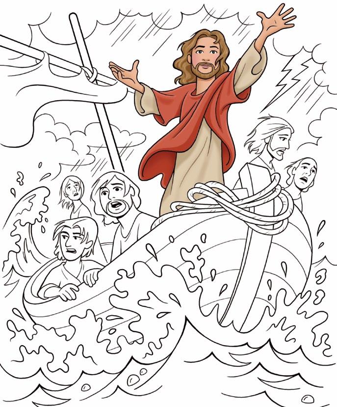 색칠하기 어린이 삽화 : 재러드벡스트렌드 예수님께서폭풍우를잠잠하게하시다 [ 예수께서 ]