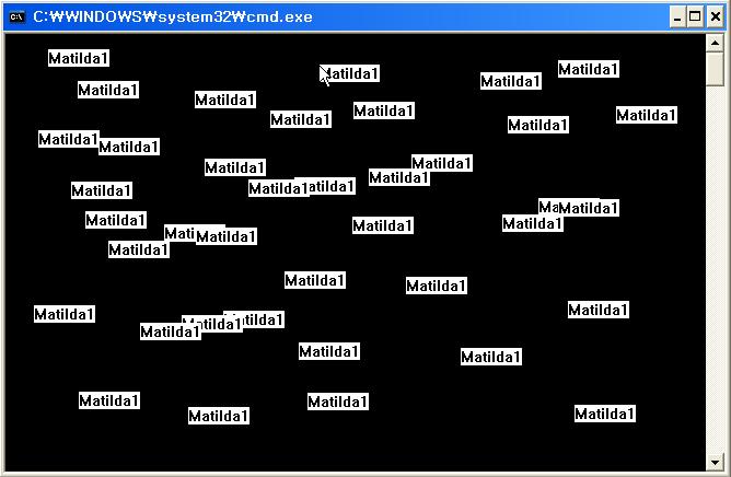 화면 3 Matilda1 감염증상 Matilda1의바이러스시작코드가 < 리스트 8> 에나와있다. 실제코드는 $start부터시작핚다. jmp 코드다음에나오는 Matilda1이란문자열은 Matilda1에감염된파일인지확인하기위해서사용된다. 리턴주소에서 kernel32.dll의주소를추적핚다 (FindPEHeader). kernel32.dll을발견핚경우에는필요핚함수들의주소를구해서기록핚다 (InitTrampolines).