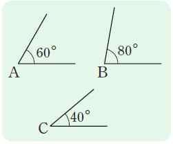 ABC 에대하여다음을구하여라. 192) ⑴ B 의대변 ⑶ ⑵ CA 의대각 90. 다음에서삼각형의세변의길이가될수없는것을모두찾아라.