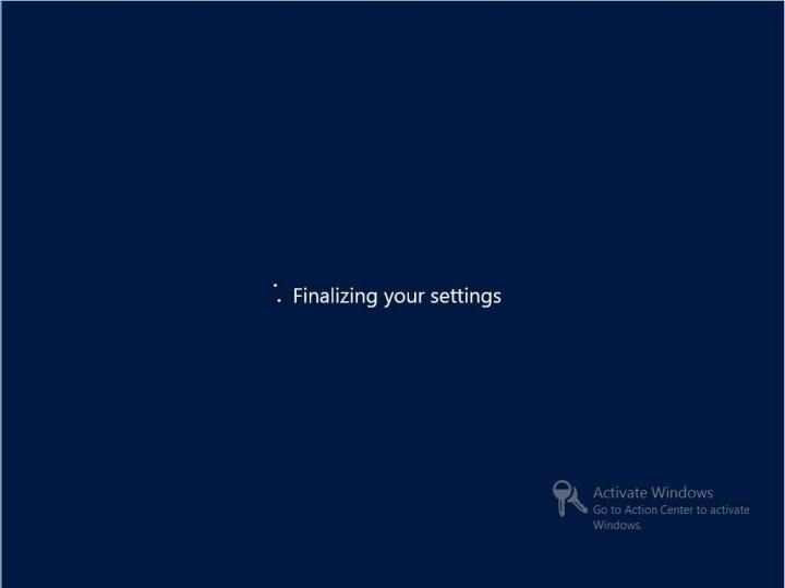 로컬 또는 원격 매체를 사용하여 수동으로 Windows Server 2012 R2 설치 이 화면은 Window OS가 설치되었음을 나타냅니다. 14.