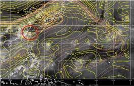 제 3 장제 15 호태풍 콩레이 3.3.3 전향단계 (8 월 29 일 09 시 ~29 일 21 시, G/PF M/PF 전이 ) 제15 호태풍은북태평양고기압의서쪽에위치하여 G pattern 의 PF region 에서최대풍역이태풍의동쪽에형성되어북진지향류의영향을받다가점차아열대고기압의북서쪽에위치하면서전향하여 M/PF pattern region