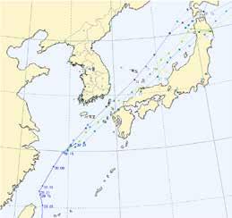 제 3 장제 15 호태풍 콩레이 3.4.3 한반도영향시점 (2013 년 8 월 30 일 15 시 ) 제15 호태풍은빠르게북동진하여 8월 30일 15 시중국상하이동남동쪽약 320km 부근해상 (29.9 N, 124.