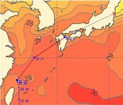29 21 시 ), b) 기관별강도예보 (2013.08.29 21 시 ), c) 해수면온도 (2013.08.29 09 시 ), d) 해양열용량 (2013.