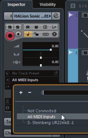 MIDI OUT 으로 신디사이저 /MIDI 키보드 2. 프로젝트창에서 Instrument 트랙을엽니다.