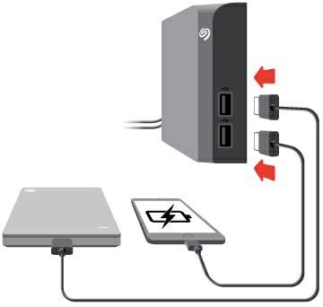 Backup Plus Hub 에 USB 장치연결하기 Backup Plus Hub 의추가허브포트를사용하면여러장치를컴퓨터에연결할수있습니다. 호환되는 USB 장치를 Backup Plus Hub 에있는두개의 A 형 USB 포트에연결하기만하면됩니다. ㅁ Backup Plus Hub 가컴퓨터에연결되면컴퓨터도해당장치를사용할수있습니다.