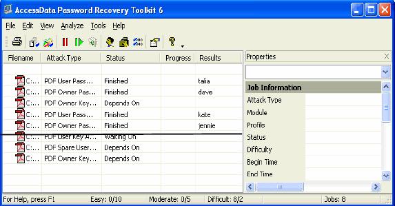 Password Cracking Tools AccessData PRTK Password Recovery Toolkit MS-Office, PGP, RAR, ZIP, WS_FTP 등잘알려진프로그램의파일에패스워드가설정되어있을경우, 패스워드를복구 파일, 폴더, 하드드라이브를복호화 Microsoft