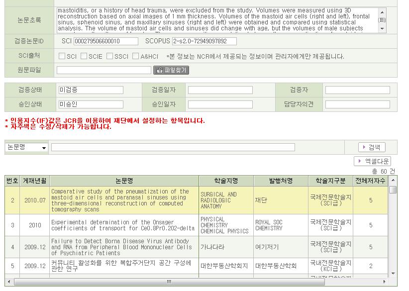 국제젂문학술지 (SCI, SCOPUS 급 ), 국내젂문학술지 (KCI 급 )