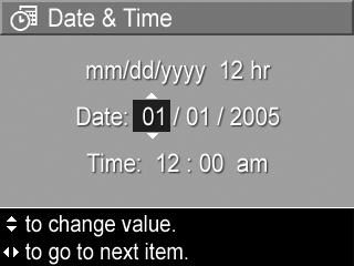Data şi ora Aceast op iune v permite s seta i formatul pentru data/ora curente, precum şi data şi ora pentru camer.
