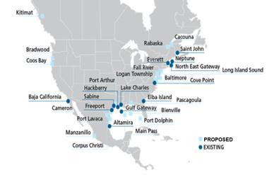 LNG 수입을위한 LNG Terminal 투자증가 - 북미 : 21 개 LNG 터미널신설승인 - 중국 : 17 개터미널사업추진중 GE Energy Finance Services