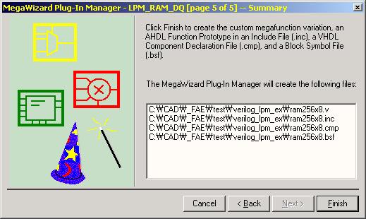 6 MegaWizard Plug-In Manager 의최종화면 이상과같이작업을하면우리가원하는 256x8bit 의