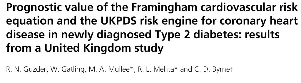 In 2001, the UKPDS risk engine for CHD Duration of diabetes,