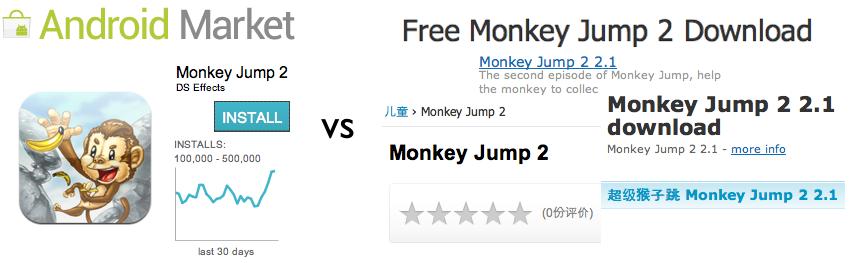 비공식마켓의변조된앱 Monkey Jump 2, Gold Miner, Mini