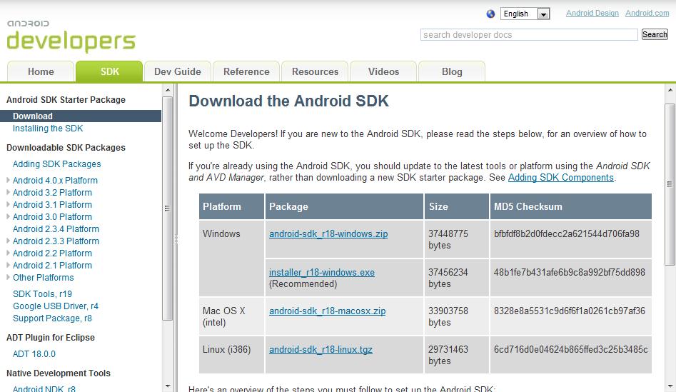 Installation Android SDK on Windows