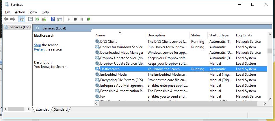 - 36-4.5 Windows MSI 설치 (2/2) 프로그램서비스목록에서 Elasticsearch 를찾아실행, 중지를시킬수있다.