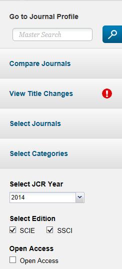 2. 검색필드설명 (1) Journals by Rank: 저널별순위검색 Categories by Rank: 주제분야별순위검색 Go to Journal Profile: 저널명의빠른검색 Compare Journals: 같은주제분야 2종이상저널의 IF, Immediacy Index 등다양한지수의 Trend 비교 View