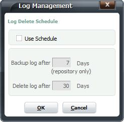 Maxgauge for SQL Server User's Guide Volume I 5) 로그유지계획 [File] - [Log Management] [ 그림 2-58] Log Management 1 Backup log after [n] Days (repository only) : 로그생성기준