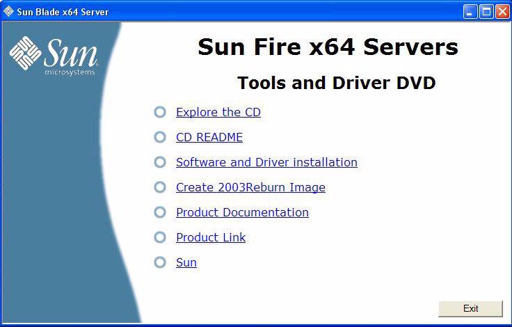 2. 도구및드라이버설치프로그램이자동으로실행되며 Sun Blade X6240 Tools and Drivers DVD( 도구및드라이버 DVD) 대화상자가나타납니다.
