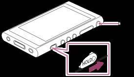 실수에의한작동방지 (HOLD) 버튼이실수로조작되는것을막기위해플레이어를잠글수있습니다. 1 스위치 ( ) 를밉니다. HOLD 기능이활성화됩니다. 이제플레이어또는터치스크린의버튼을조작할수없습니다.