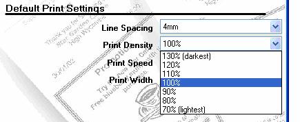 4.4.2. Default Print Settings - 프린트기본값설정 Line Spacing - 줄간격 4mm 기본값줄간격이면 3mm 크기문자의매행마다 1mm 의공간을남깁니다.