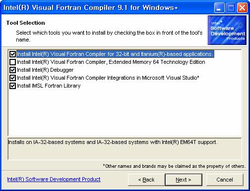Visual Studio 2005 + Intel Visual Fortran 9.1 install Intel Visual Fortran 9.