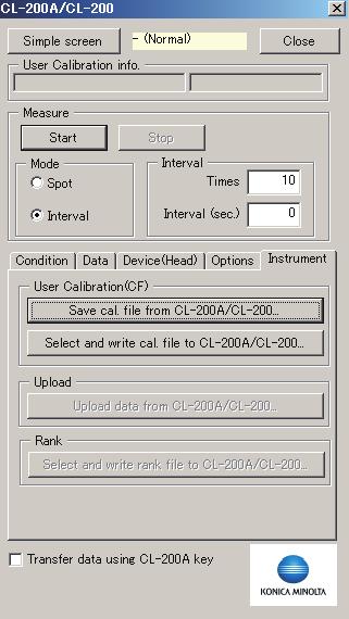 측정화면 1-2. 2 CL-200/CL-200A 측정기본체에저장된각종데이터를읽어들여파일저장하거나, 파일관리된설정내용을측정기본체에쓰거나합니다. User Calibration(CF) Save cal. file from CL-200A/CL-200... 버튼 다른이름으로저장 화면이표시되고 CF 파일 ( 확장자 : cfm) 로서저장할수있습니다.
