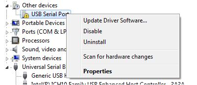 5 1 2 [USB Serial Port] [Update Driver Software].