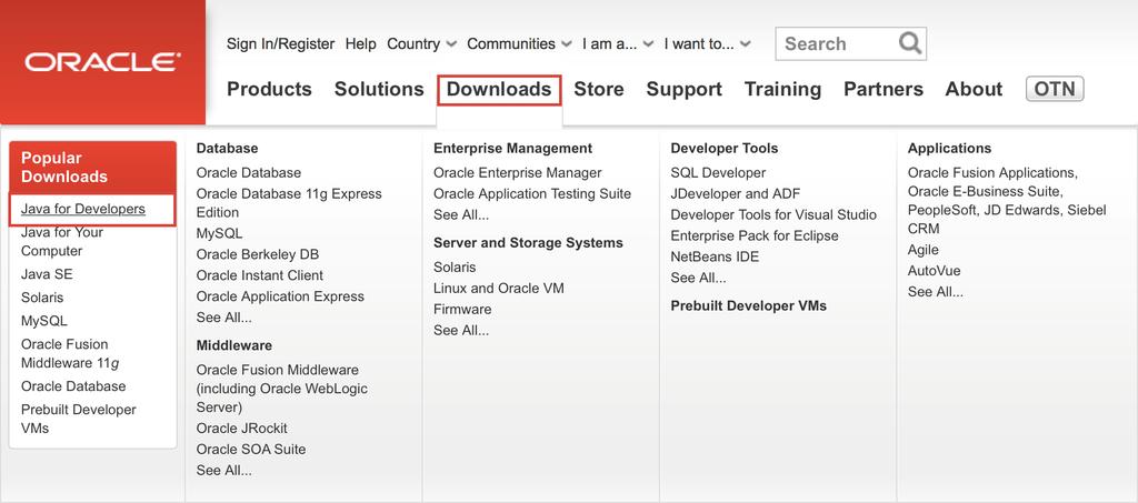 2. Eclipse JDK(Java Development Kit) Oracle 홈페이지접속 :