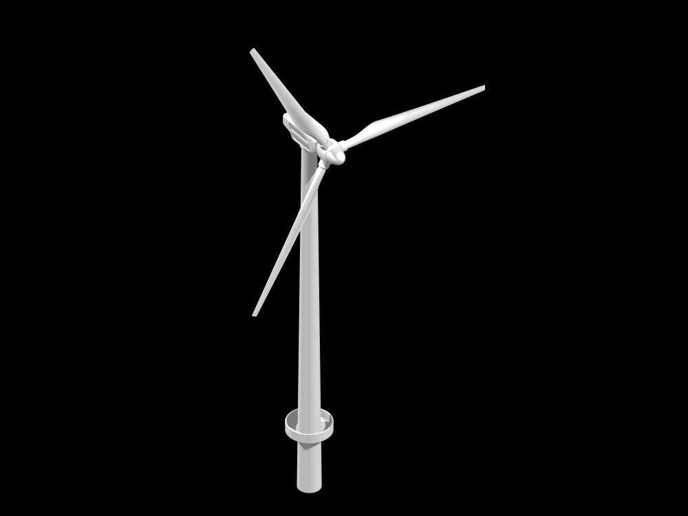 (a) Isometric view of 3D rotor model (b) Full 3D FIL-1000 wind