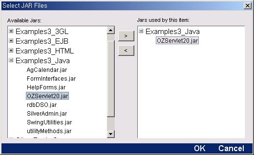 [Available Jars] 란에서 Examples3_Java 의 ozserver25.