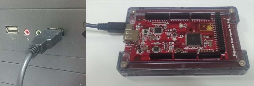 그림 1-2-1 HBE-ADK-2560( 좌 ) 과 AM to Micro USB B cable( 우 ) 다음그림과같이