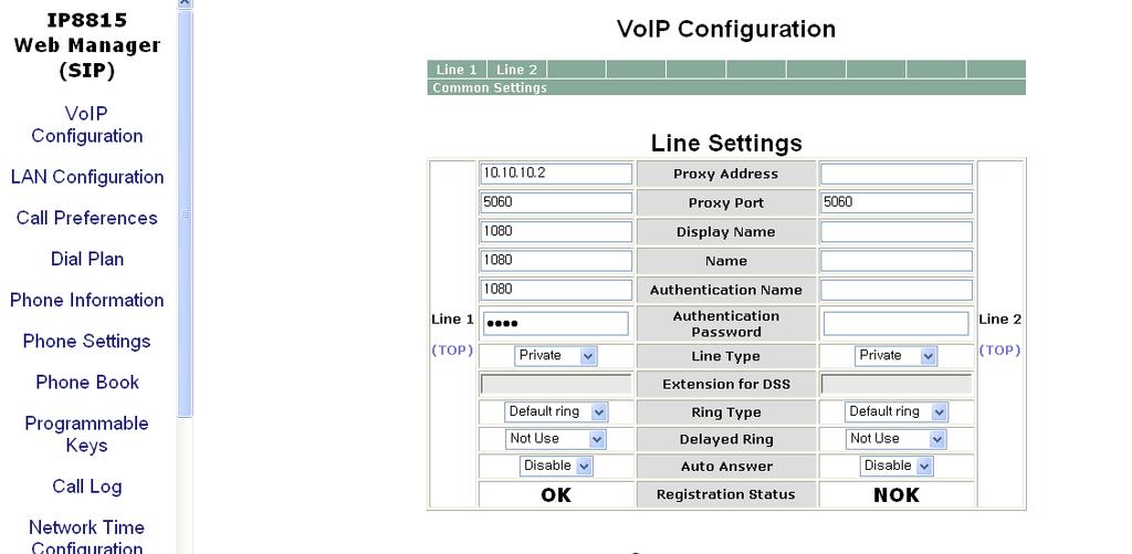 8. IP 폮 /SIP 폮연결 SIP 폮에서의설정 (IP8800 Web 화면 ) 1 IP8800 Series폰의 Web 접속시포트번호는 8000이고 (http://xxx.