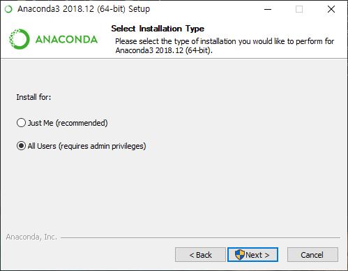 Anaconda 설치 데이터처리프로그래밍 (Data