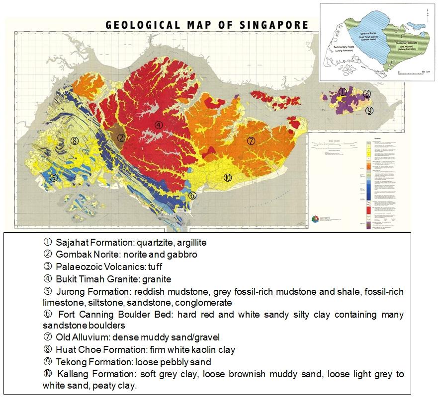 306 Hee Suk Lee and Yingxin Zhou Fig. 1. Geological setting of Singapore (modified from Cai., 2012) 단층및변성등의지각작용을받은지층이다. 따라서수 m 간격으로석회암, 사암, 역암및화산쇄설물등의다양한지층이협재하는복잡한구조를일반적으로보인다.
